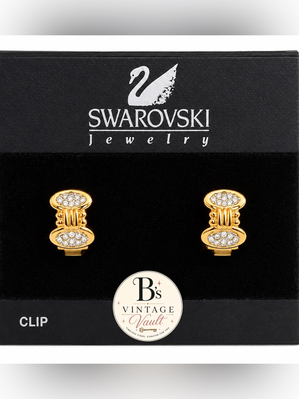 Swarovski Gold and Clear Crystal Clip-On Earrings